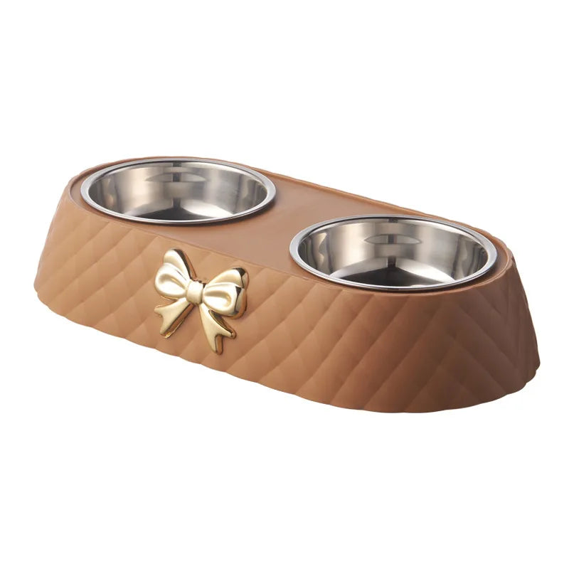 Bow-tie Double Pet Bowl  Food & Water Feeding Station