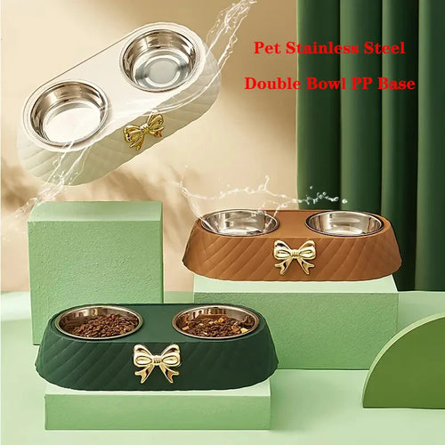 Bow-tie Double Pet Bowl  Food & Water Feeding Station