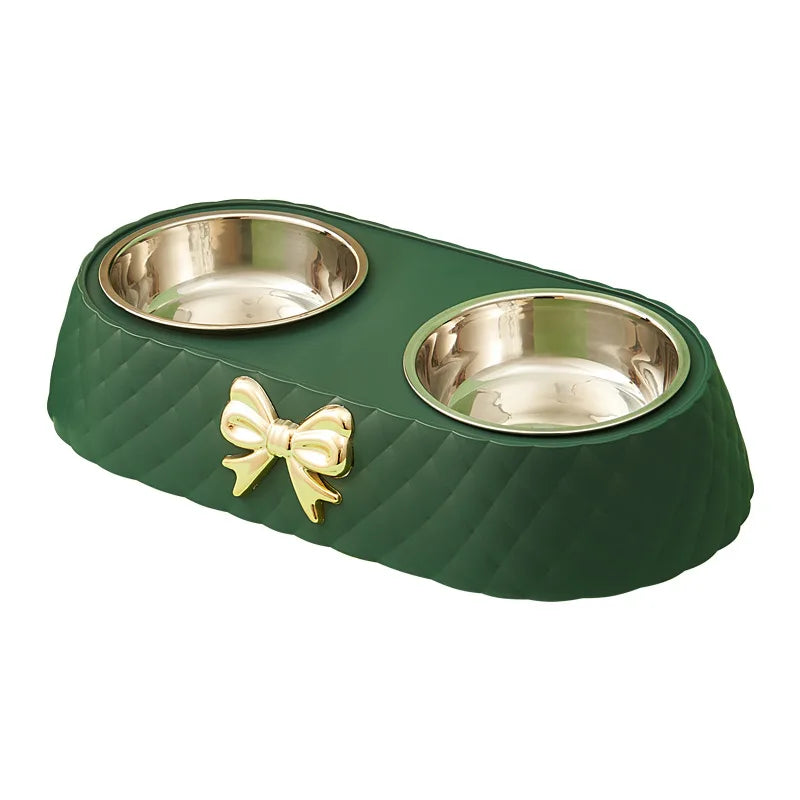 Bow-tie Double Pet Bowl  Food & Water Feeding Station