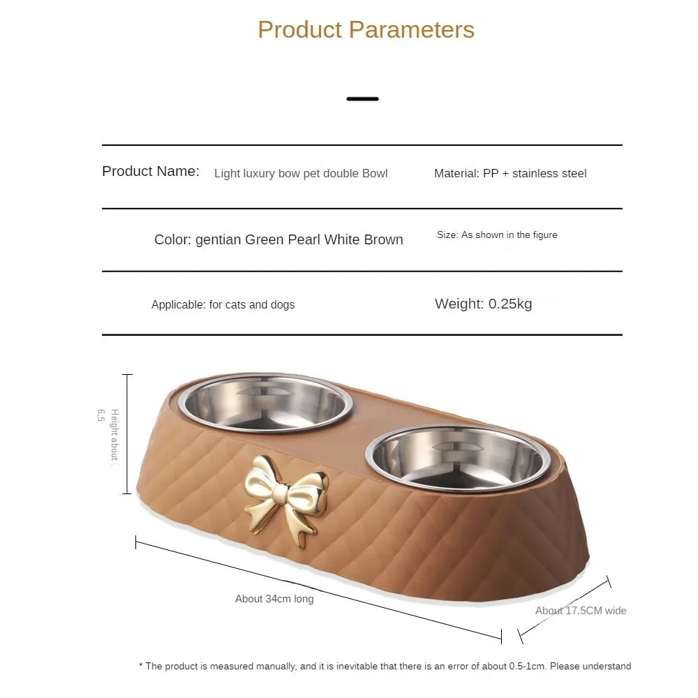 Bow-tie Double Pet Bowl  Food & Water Feeding Station
