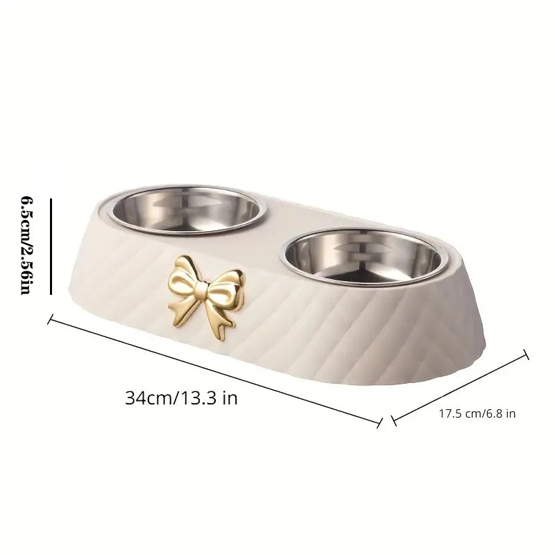 Bow-tie Double Pet Bowl  Food & Water Feeding Station